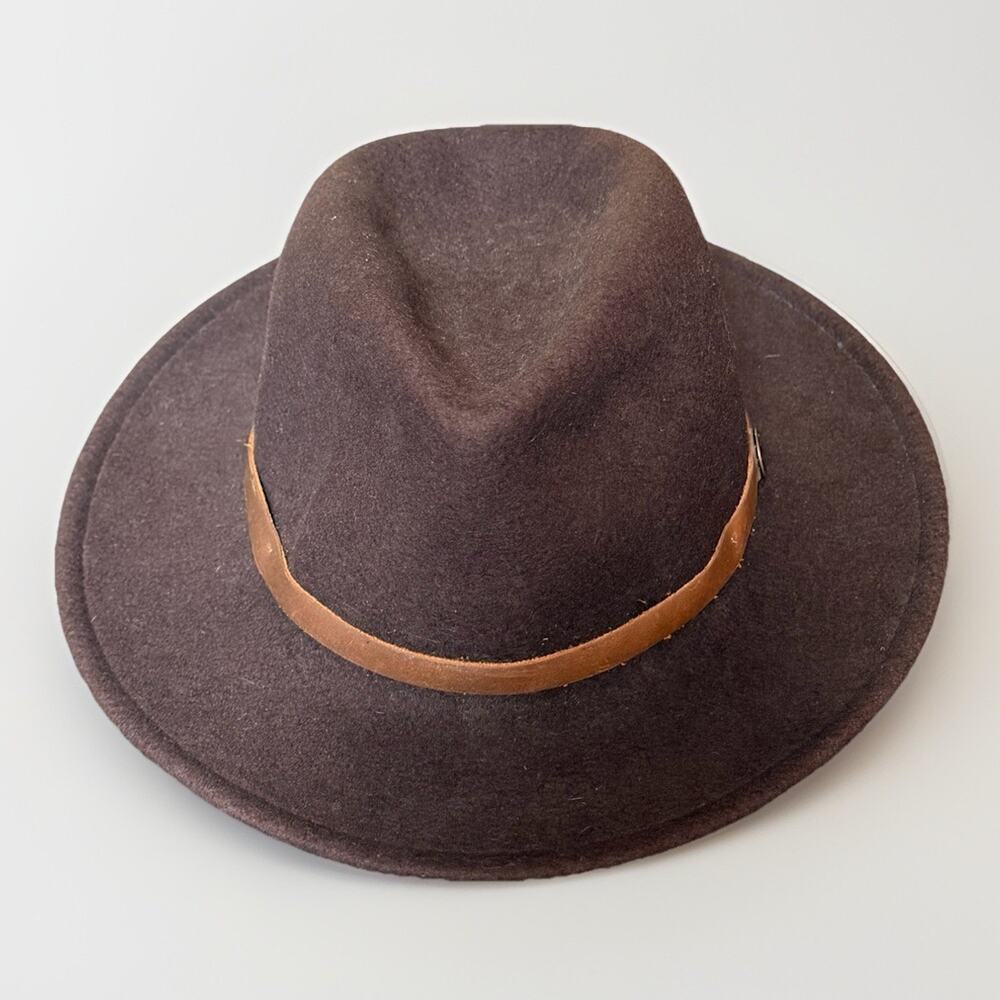 Goorin Bros Men’s M Dark Brown Fedora Hat Wool Felt outdoorsman Leather Band USA